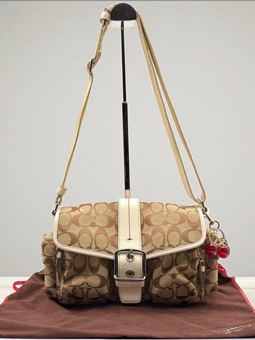 RARE Y2K Coach SoHo Signature Double Pocket Bag Japan Exclusive Monogram Canvas